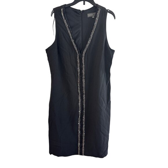 Donna Ricco Sheath Dress Women Size 12 Polyester/Spandex Black Sequined Sleevele - Picture 1 of 6